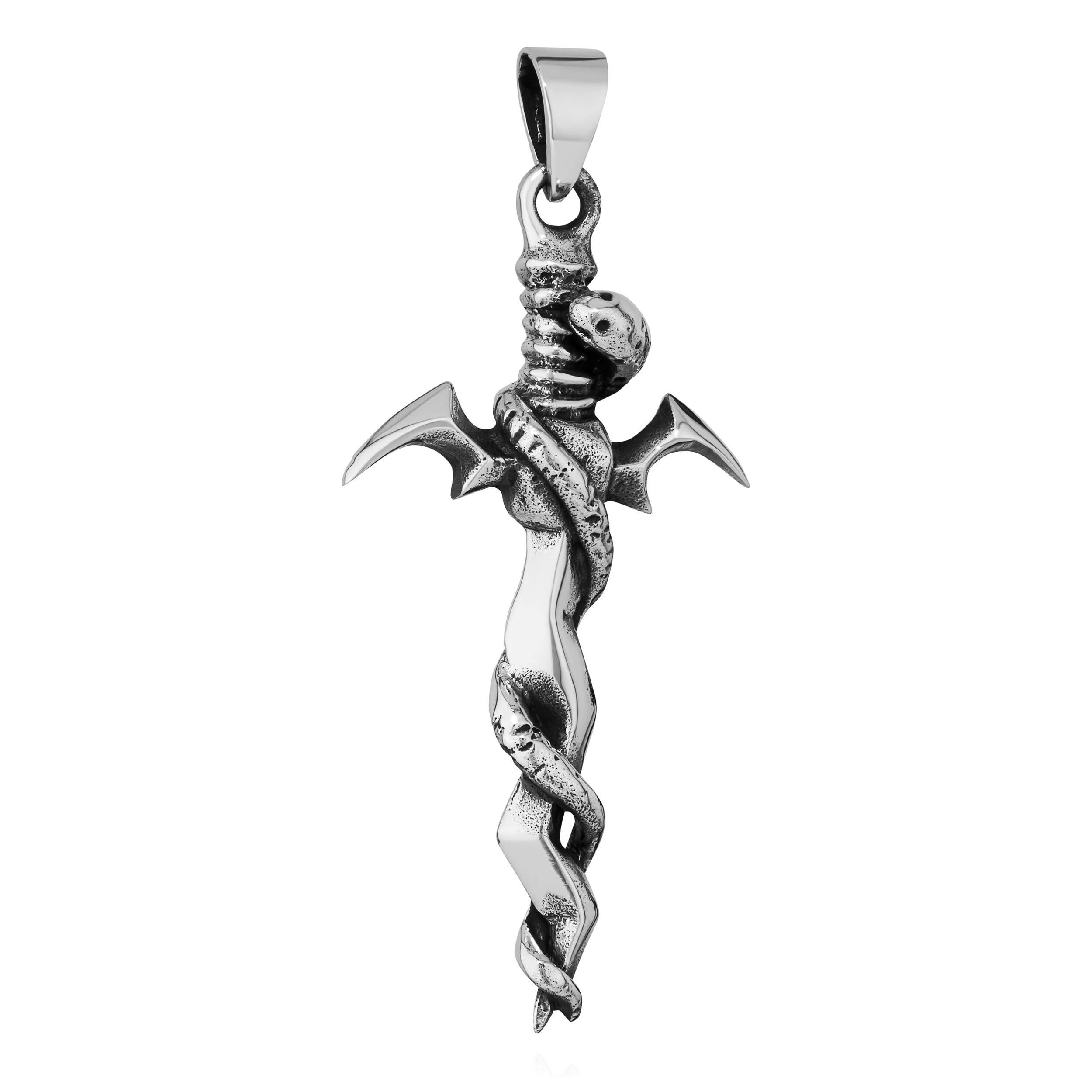 NKlaus Original 925 Sterling Silver Chain Pendant a dagger with a snake 7353