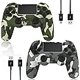 KDYGPDCT 2 Pack Wireless Controller for PS4/Pro/PS3,Wireless Remote Gamepad with 1000mAh Battery | Double Shock | Audio | 6-Axis Motion Sensor | Share Button (Green + Gray)