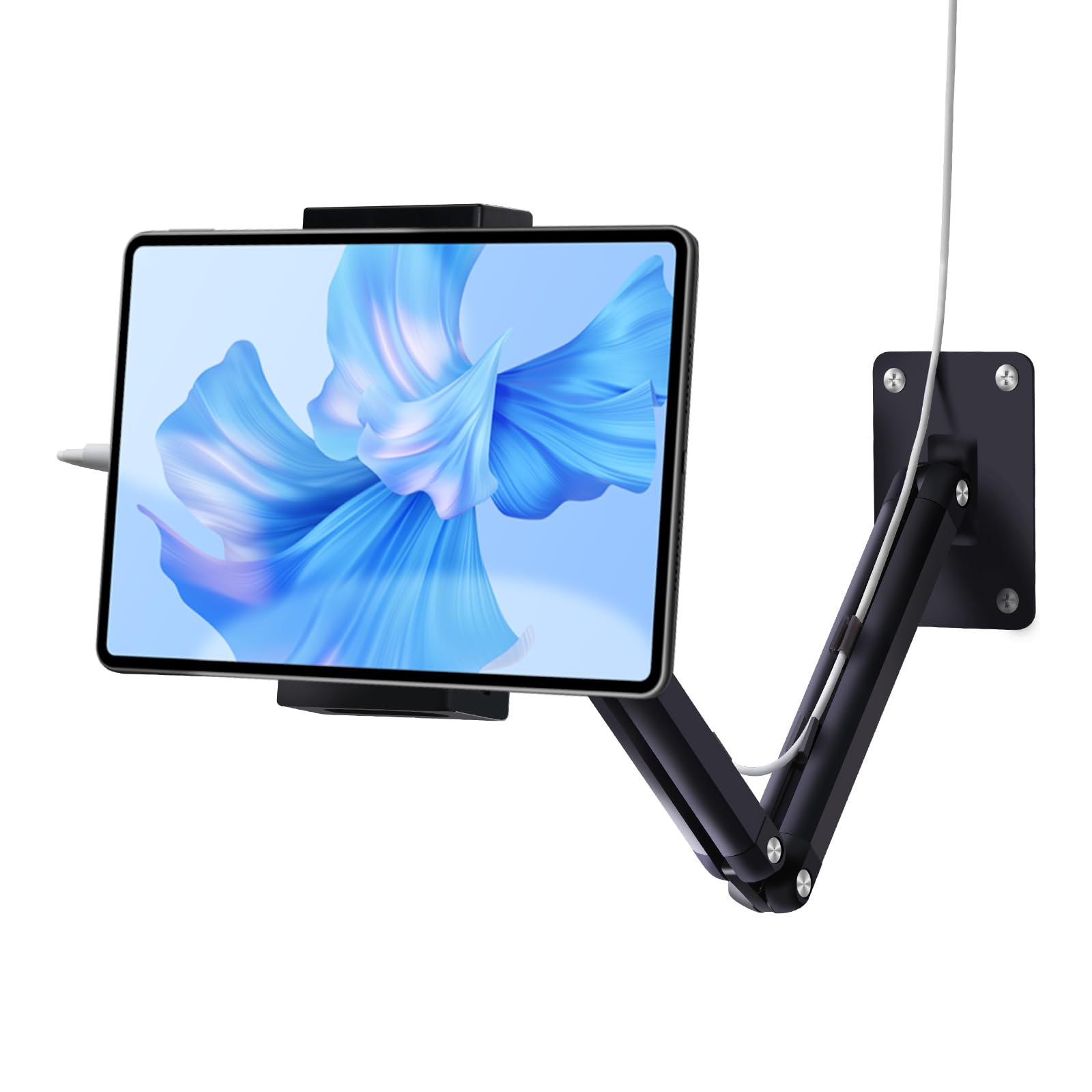 Photo 1 of YCNEW Tablet Wall Mount for ipad, Aluminum Alloy Adjustable Long Arm Tablet Stand Holder Suitable for 4.7-13" and Under 3 Pounds ipad Mini/Air/Pro, Galaxy Tab, Kindle, Nintendo Switch, Phones(Black)