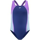 Speedo Girl's Swimsuit One Piece Mesh Splice Thick Strap