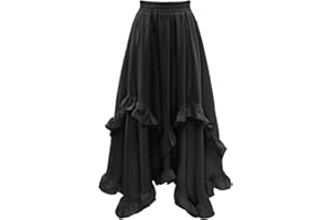 Bridesmay Renaissance Fairy Skirt 2025 Asymmetrical Ruffle Hem Elastic Waisted Long Maxi Skirts for Women