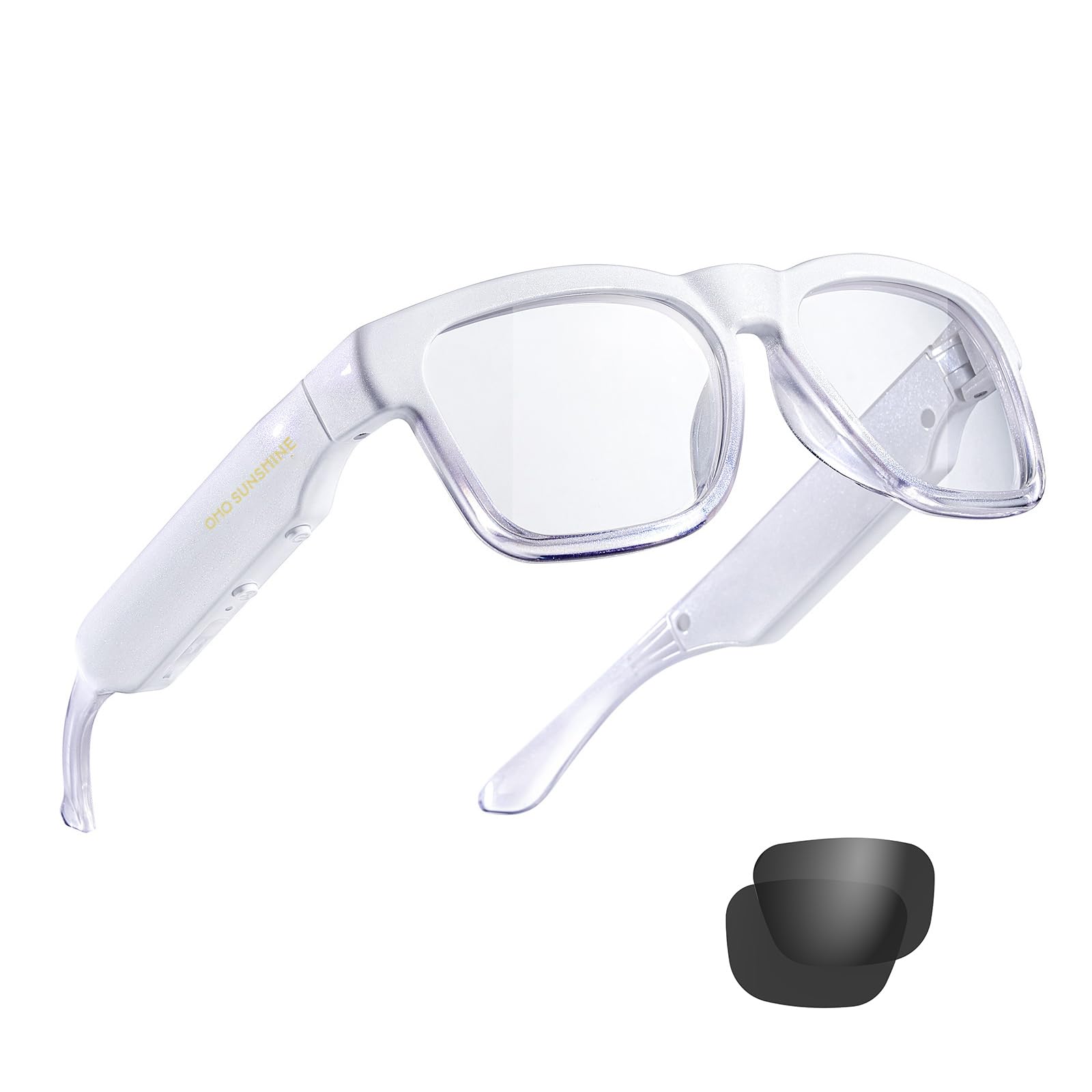 OhO Smart Glasses,32G MP3 Bluetooth Sunglasses with Open Ear Speaker Headphone, Indoor&Outdoor Sports,Polarized UV Protection,For Men Women