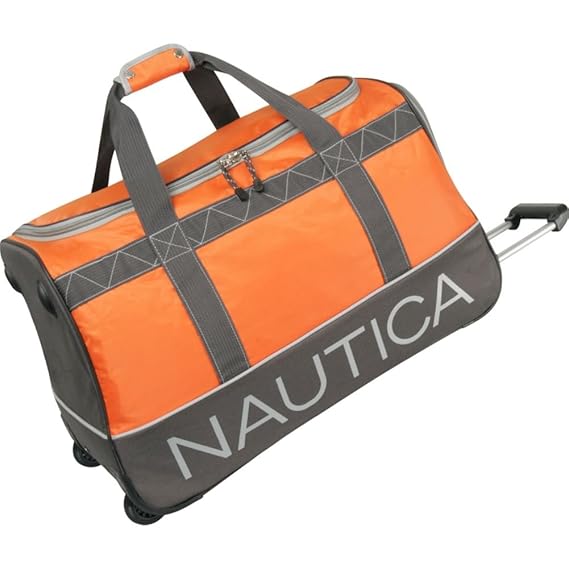 Nautica Dockside 26" Rolling Duffel,Charcoal/Orange/Silver,US Amazon