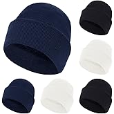 ZH 6 Pack Men's Winter Knit Beanies with Fleece Lining, Warm Stretchy Skull Caps for Cold Weather, Unisex Thermal Hats