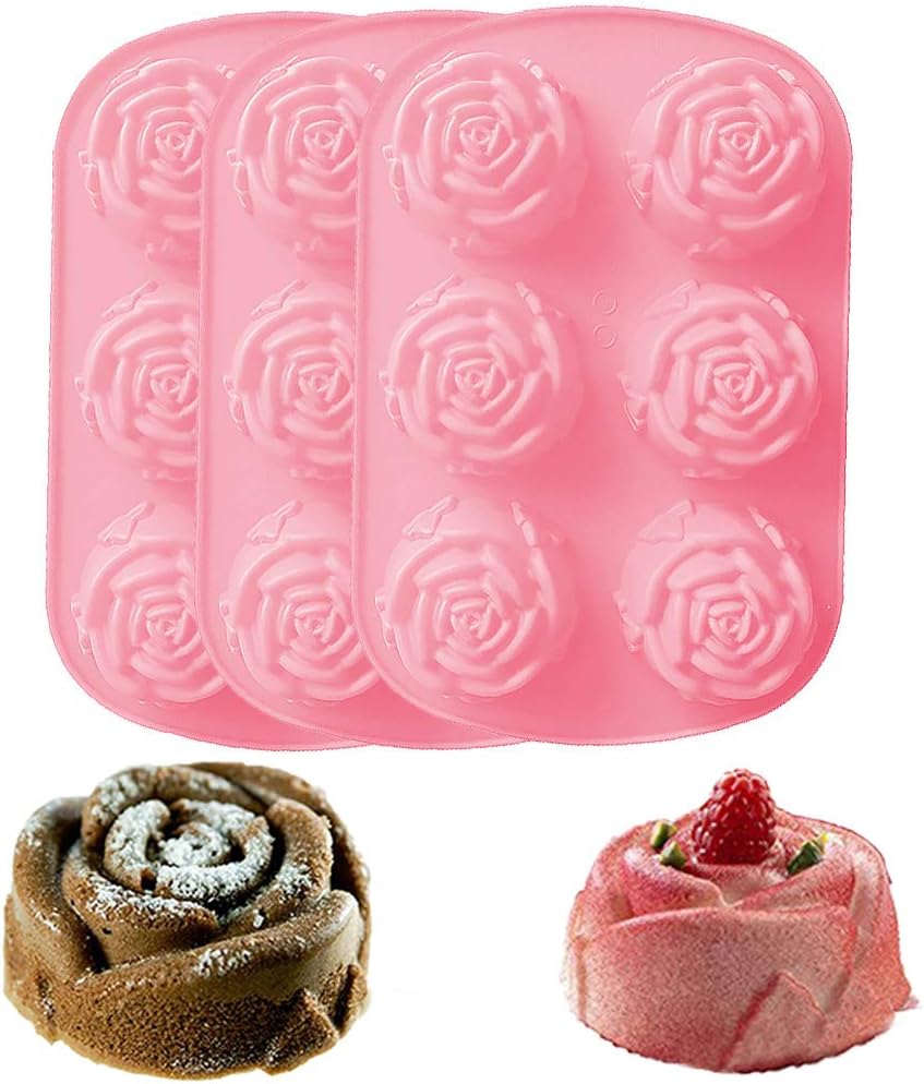 Gurxi Blumen Kuchen Fondant Formen Mini Blumen Silikon Formen Rosen Blumen Form Gänseblümchen Blumen Formen für Jelly Sugar Candy Schokolade Fondant Kuchen Dekoration 6.46 * 9.68in 3 Stücke