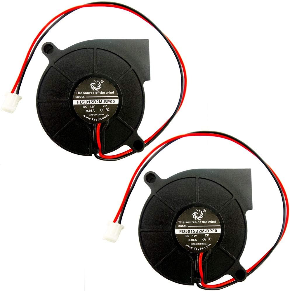 FZVAN 2Packs 50mm 12V Turbine Snail 50X50X15mm Mini Blower Centrifuge Radiators Fan for 3D Printer