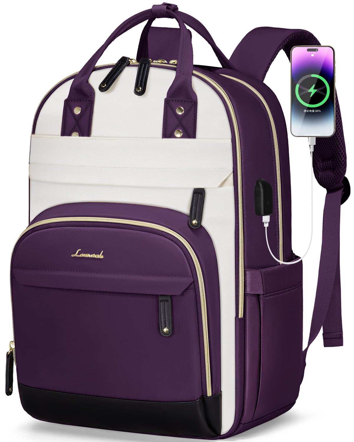 LOVEVOOK Laptop Backpack Women 15,6 inch, Waterproof Rucksack Bag for Women with USB Port & Anti-theft Zipper, Large Womens Laptop Bags Back Pack for Work College Teacher Uni School Travel