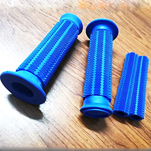 Yibid Set of 7/8" Motorcycle Hand Grips Non Slip Rubber Grained Comfort Thruster Grips,with Brake Clutch Covers Sleeve for 22mm 7/8 inch Handlebar Motocross CRF XR50 Pit Dirt Sport Street Bike (Blue) - Thumbnail 7