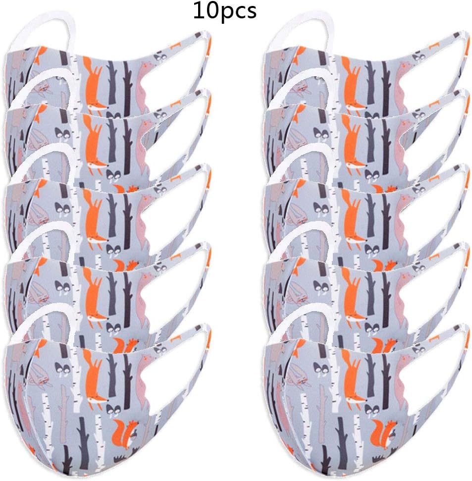Zhenxinganghu 10Pcs Kids Cartoon Sponge Mouth Face Shield Washable Reusable Face Cover Child