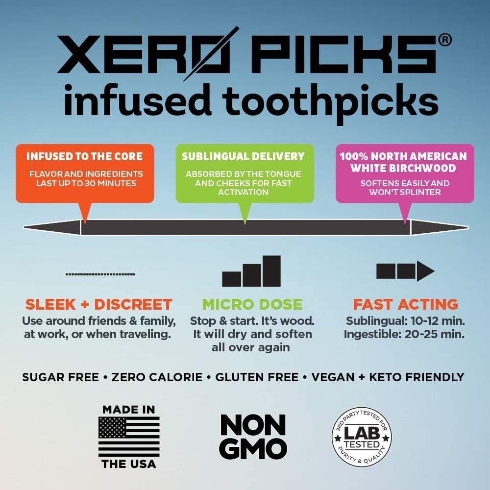 Xero Picks Wellness Infused Flavored Toothpicks, 100 Picks (5 Pack) (Variety) Vitamin C, Elberberry, Zinc, Gluosamine - Image 3