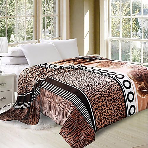 Soft Plush Coral Fleece Fuax Fur Flannel Throw/Blanket 79X89 Full/Queen (Animal/Floral Print)