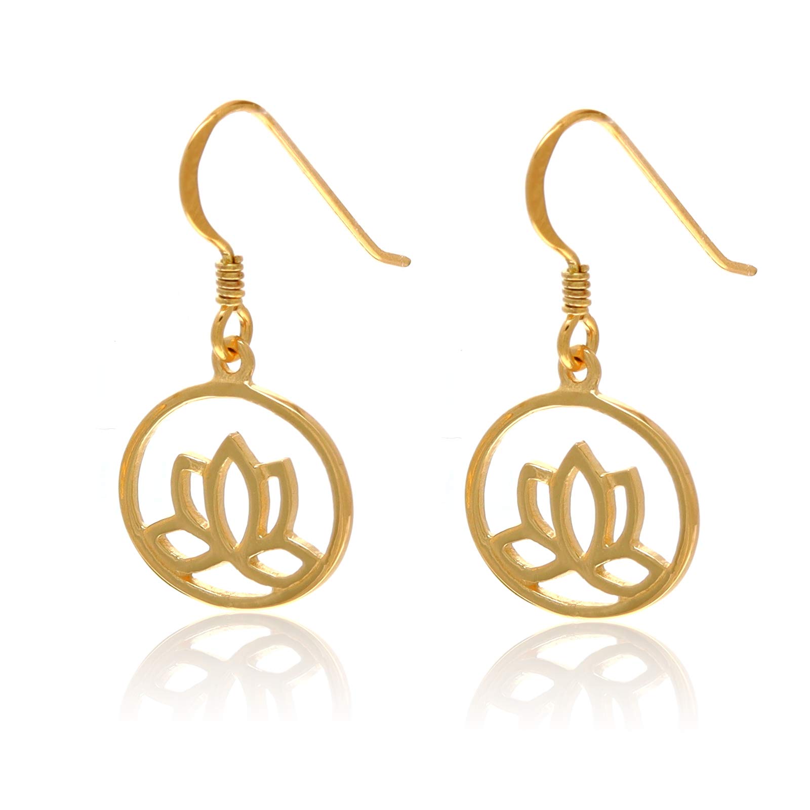Oobi Doop Gold Plated Sterling Silver Lotus Leaf Drop Earrings with Jewellery Gift Box