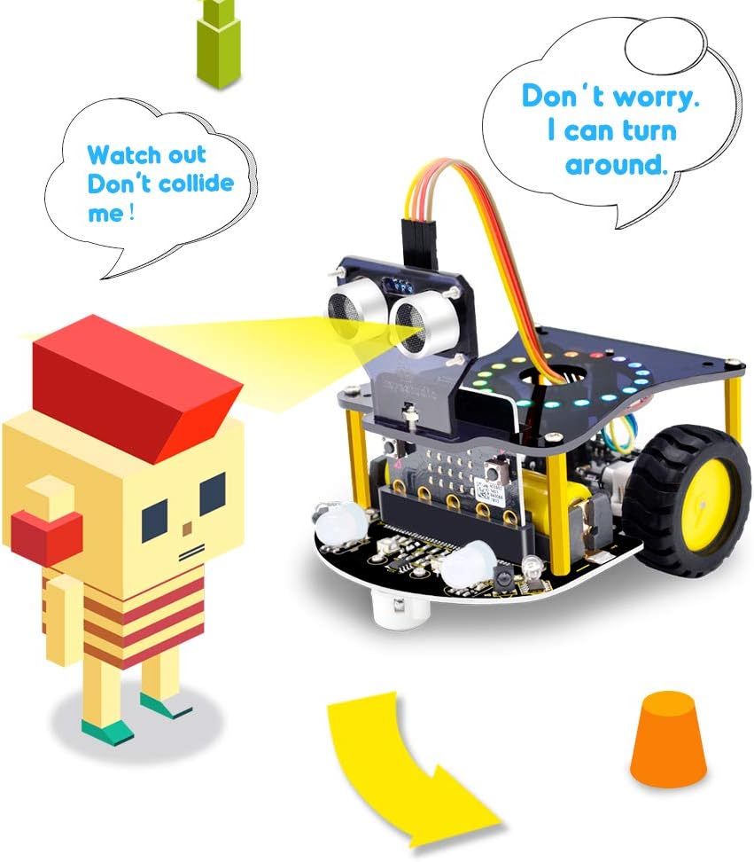 KEYESTUDIO BBC Micro:bit Robot Kit Compatible with Microbit V1, V2 ...