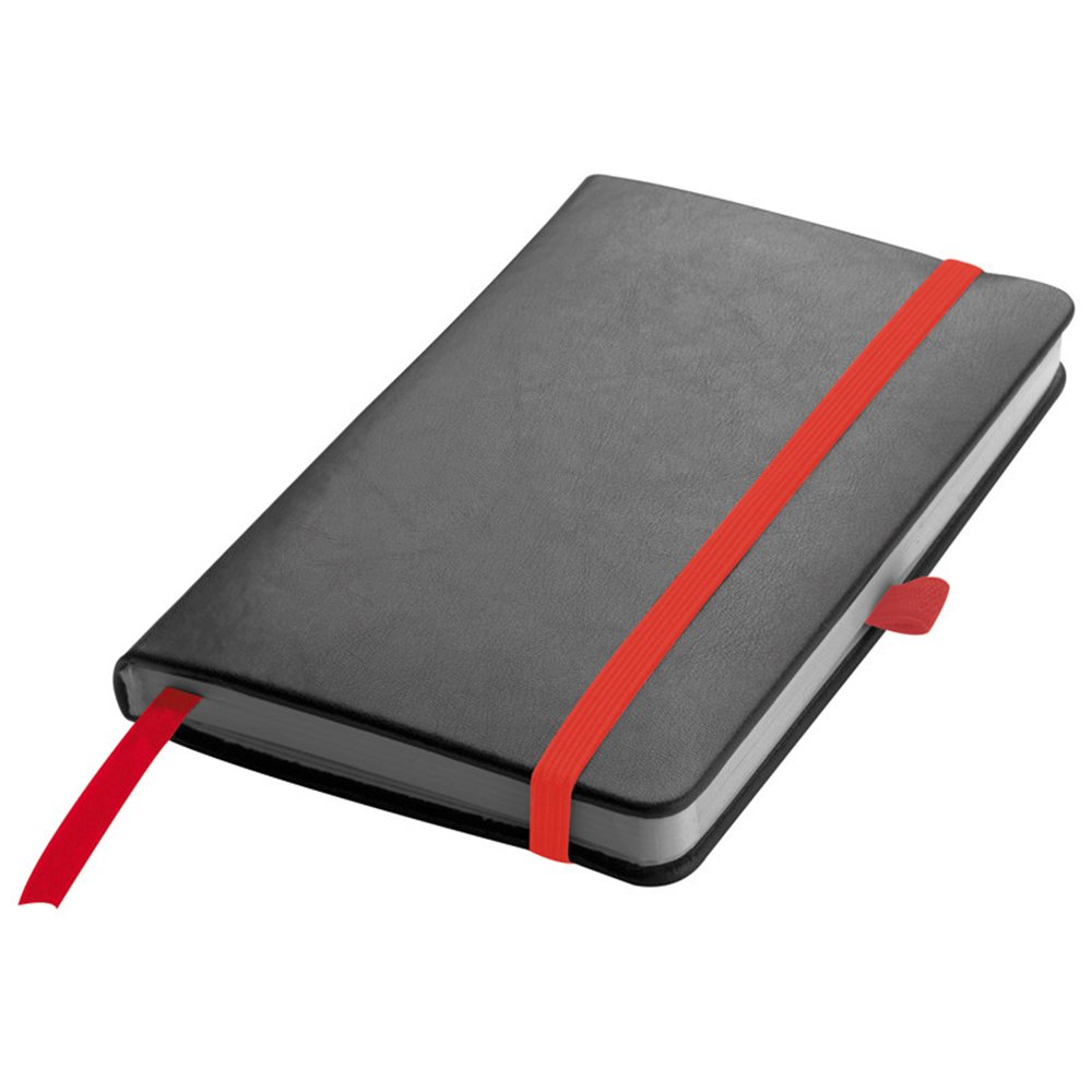 A6 Leather Hard Cover Lined Notebook Notepad Writing Pad Ruled Hardback Note (Red)