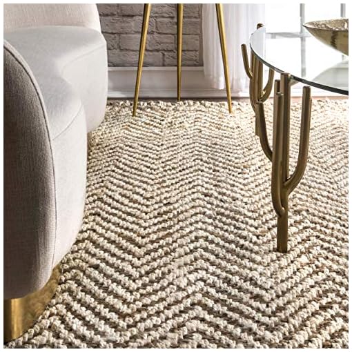 nuLOOM Vania Chevron Jute Area Rug, 5' x 8', Offwhite Beachfront Decor