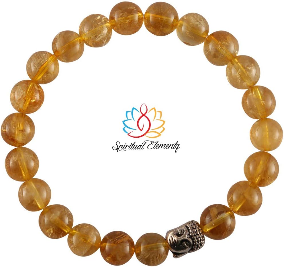 Spiritual Elementz Reiki Charged Citrine Bracelet (7-8 mm) (21-24 Beads) Gemstone Bracelet Stone Of Success.