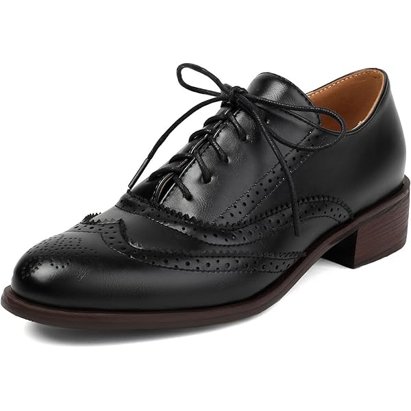 Scarpe Oxford Donna Con Allacciatura - Punta A Punta, Stile Brogue, Pelle Sintetica