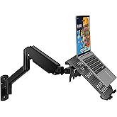 WALI Laptop Wall Mount, Full Motion Adjustable Laptop Arm Fits 10 to 17inch Notebook, 2-in-1 Monitor Wall Mount for 17 to 32inch Computer Screen, Holds up to 15.4-22lbs(GSWM001LP), Black