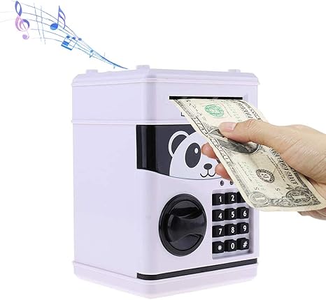 cartoon piggy bank cash coin can password electronic money bank safe saving box atm bank safe locks panda smart voice prompt money piggy box white