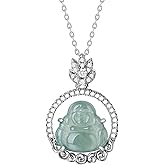 QVFVJA Real Green Jade Happy Buddha Pendant Necklace for Woman Small Tiny Jadeite Amulet Protection Jewelry Gift for Her Mom Wife