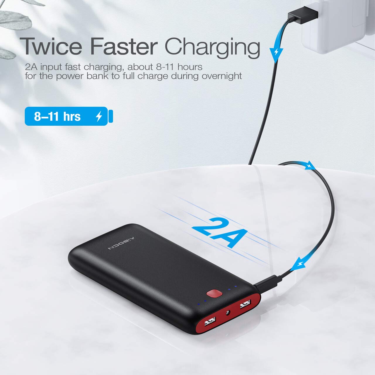 Aibocn 20000mAh Power Bank, High Capacity Portable Phone Charger with Flashlight Ultra Compact Fast Speed External Battery Pack for iPhone, iPad, Android Smart Phone, Tablet and More