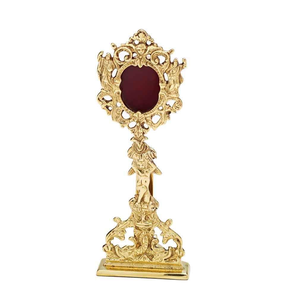 NKlaus Reliquary Monstrance House Altar Brass Luna Opening at the back gold-coloured shiny 7622