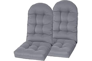 Yddsky Adirondack Chair Cushion, Rocking Cushions 44x19.4x4 inch, High Back Patio Recliner Cushion of Upper and Lower with Ties, Sunscreen and Fade-Resistant Gray,2