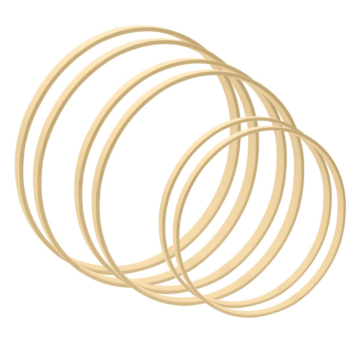 Worown 6 Pack 3 Sizes (20, 25 & 30cm) Bamboo Floral Hoops, Wooden Wreath Rings for Making Wedding Wreath Decor and Wall Hanging Crafts