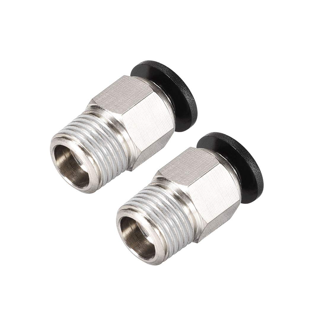 sourcing map Straight Pneumatic Push to Quick Connect Fittings 1/8NPT Male X 4mm Tube OD Silver Tone 2pcs