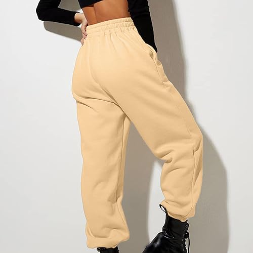 Fleece Lined Sweatpants Women's Fleece Pants Elastic Waist