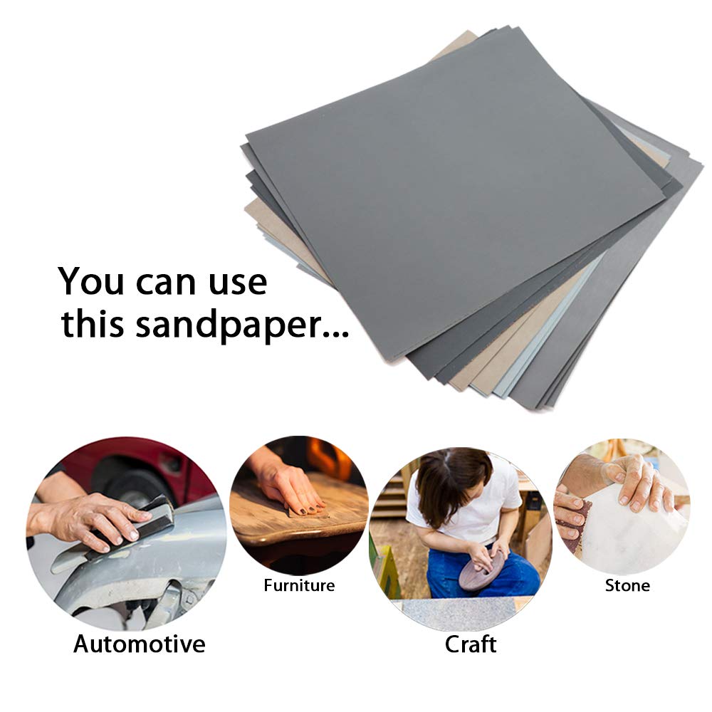 15Pcs Wet Dry Sandpaper, 1000/2000/3000/5000/7000 Assorted High Grit