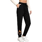 Missufe Women's High Waisted Fleece Baggy Sweatpants Workout Lounge Jogging Athletic Cinch Bottom Trousers with Pockets