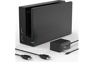 GKHERD Dock Station for Switch/Switch OLED, Replacement 3-in-1 TV Dock Set with Original IC Module, AC Charger & High-Speed HDMI Cable for 1080P HD Output & Console Charging（Not Compatible with Switch 2）