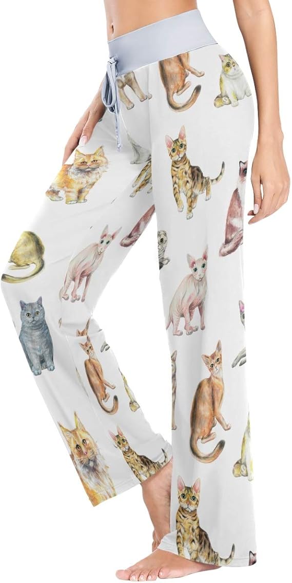 Ten Different Breeds of Cats Women's Pajama Pants Lounge Sleep Wear Xs