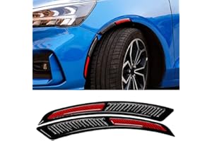 BOHISEN 2Pcs Universal Car Wheel Eyebrow Self Adhesive Fender Flare Protector Anti-Collision Rubber Strips Side Bumper Protection Guard Car Wheel Wells Fender (Red)