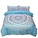 A Nice Night Indian Mandala Elephant Boho Bedding Bohemian Bedding Duvet Cover Set (Queen, Blue)