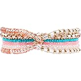 IDEAJOY Bohemian Charm Bracelets for Women Holiday Boho Summer Beach Vacation Party Jewelry Gift for Her Flower Heart Butterfly Bear Beads Charm Pendant Statement Link Bracelet