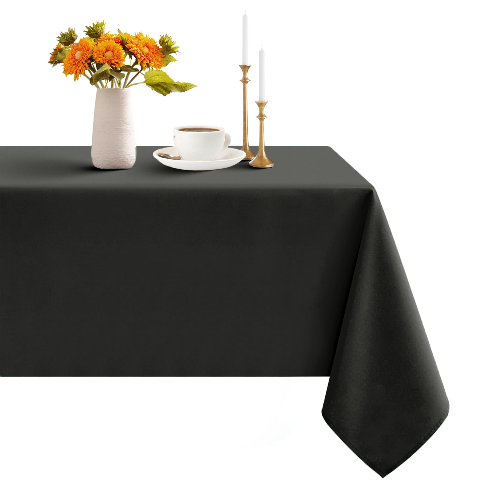Romanstile Black Tablecloth wipe clean,140x200 CM,washable,water resistant Table Cloth,Table Cover for Christmas Kitchen Dining Party Wedding Winter New Year Decorations,55x78 inch