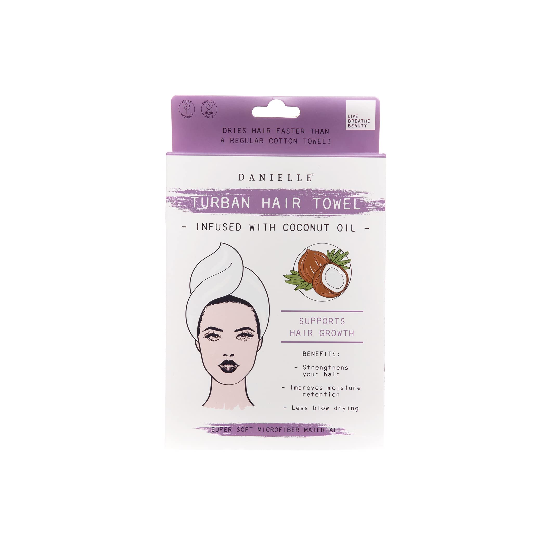 Danielle Creations Quick Dry Turban Hair Towel Infused with Coconut Oil, Vegan โ image 1