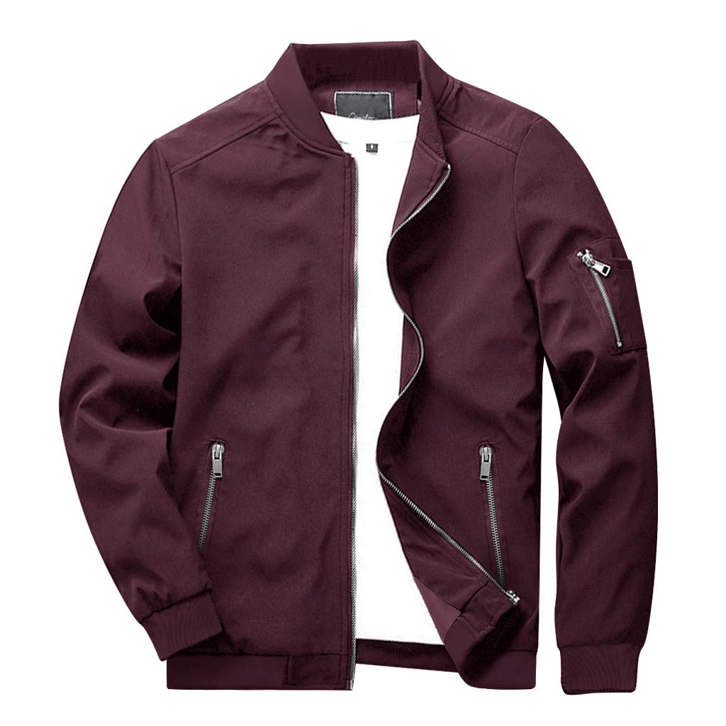 CRYSULLYMen's Spring Fall Casual Slim Fit Thin Lightweight Outwear Sportswear Bomber Jacket Coat