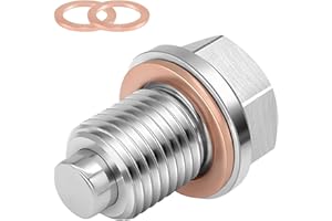 STPCTOU M14*1.5 Stainless Steel Engine Magnetic Oil Drain Plug with Neodymium Magnet Magnetic Oil Pan Plug with 3 PCS Copper Gasket Fit For GM, Hyundai,Ford,KIA and Accord，CRV,Civic, Pilot,Fit,Odyssey