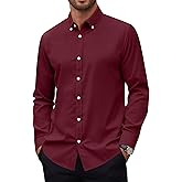 Alimens & Gentle Mens Oxford Shirts Stretch Long Sleeve Dress Shirt for Men Casual Business Work Solid Button Down Shirts