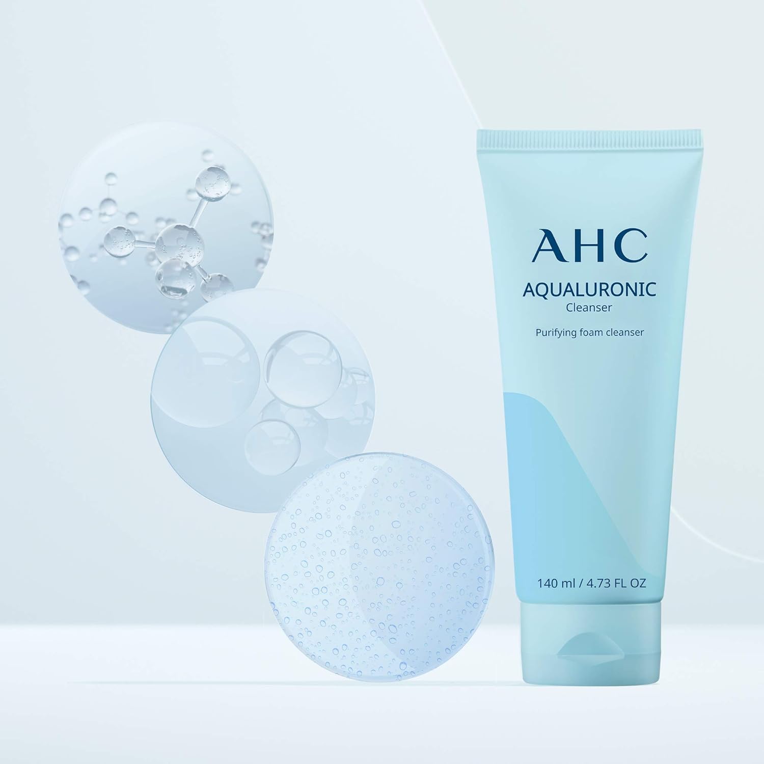 AHC with Facial Cleanser, Face Serum, and Eye Cream Regimen Pack Contains Three Korean Skincare Essentials in One Package 4.73 oz: Beauty