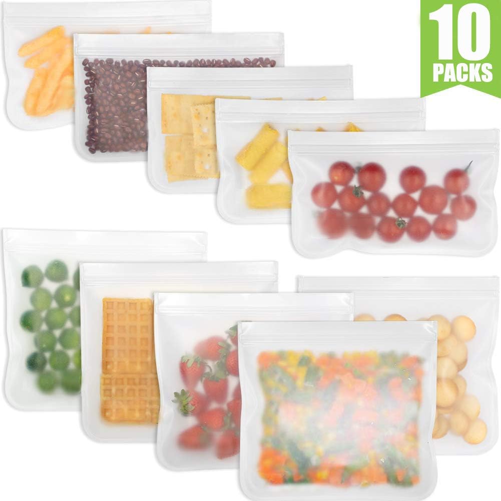 YAASO Reusable Food Storage Bag Freezer Bag Set Sandwich Snack Containers for Food Meat Liquid Fruit, Double Ziplock Leakproof, Degradable Premium Food Grade Material, Extra Thick, Large Small Size