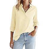 LOMON Button Down Shirt for Women Spring Summer Tops Long Sleeve Business Dressy Casual Blouses Collared Work Outfits Clothes