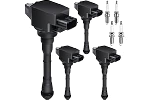 GYBENZI 4pcs Ignition Coil & Spark Plug Fit for 1.6 2011 2012 2013 2014 2015 2016 2017 Nissan Juke 1.6L L4 Coil Pack Replaces# 91215 UF659 C1587