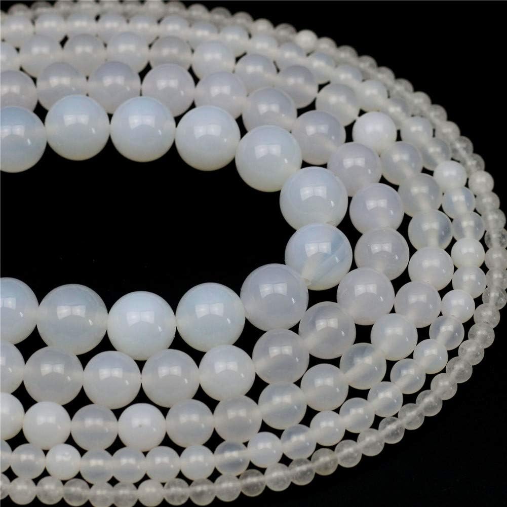 Oameusa 10mm Natural White Agate Beads Round Smooth Beads Gemstone Beads Loose Beads Agate Beads for Jewelry Making 15" 1 Strand per Bag-Wholesale