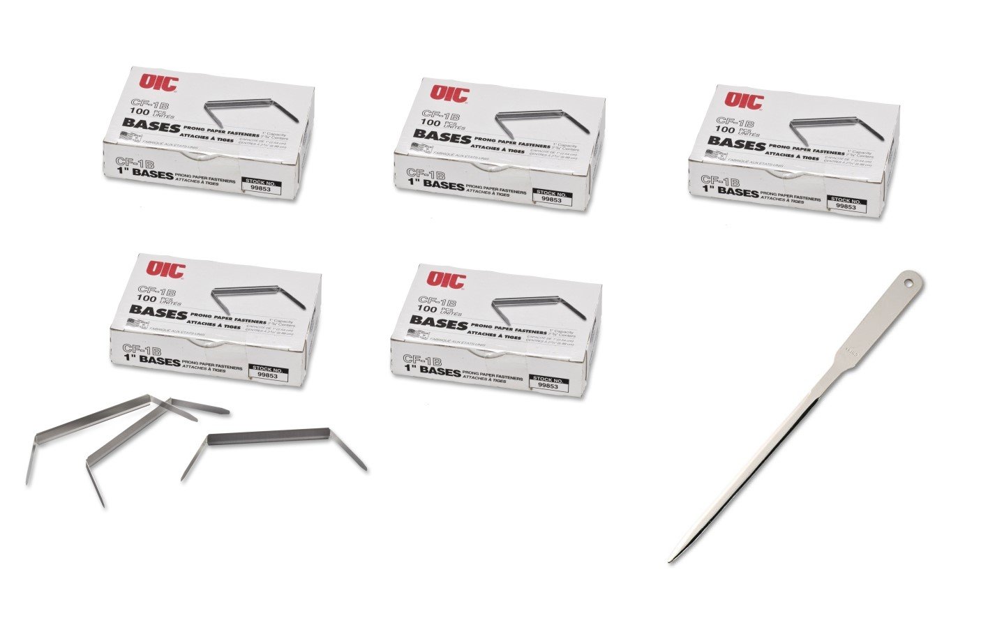 Officemate Prong Paper Fastener Bases Only Box of 100 2 inch Capacity 99854 2.75 inch Base