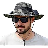 Wide Brim Solar Fan Hat, Hat with Solar Fans Built in, Large Fishing Hat with Fans for Men, for Outdoor Hiking Camping Fishing Garden, UPF 50+ Sun Breathable,Dark Gray Camouflage
