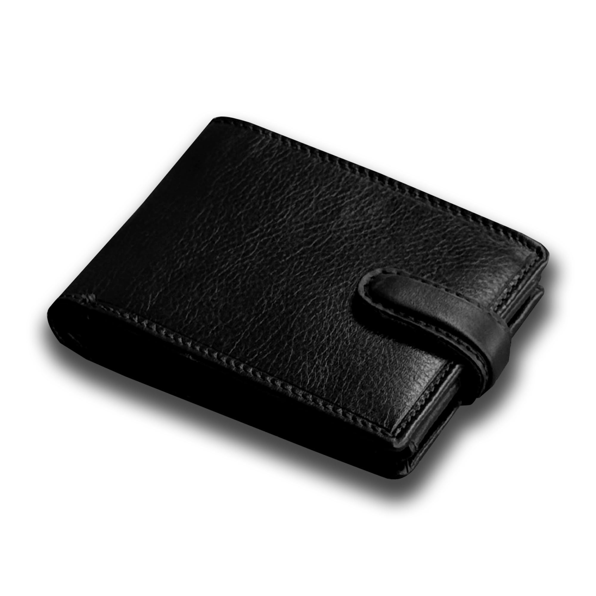 TOPSUM LONDON Mens Leather Wallet, RFID Blocking, Passcase with Coin Pocket, Compact Bifold Leather Wallet for Men with ID and Coin Pcoket - 4014 (Black)